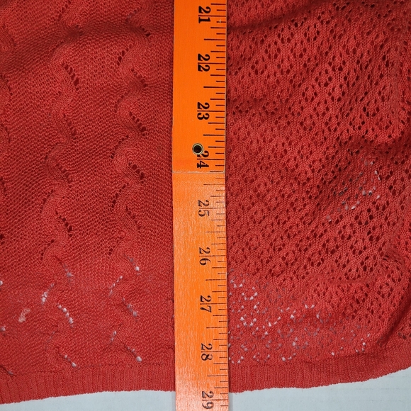 Anthropologie Knitted & Knotted Cardigan Coral Small Linen Blend Lagenlook Beach - Picture 5 of 8